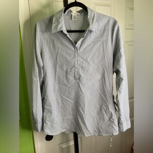 Blue Striped Laced Up Side Shirt, size Medium